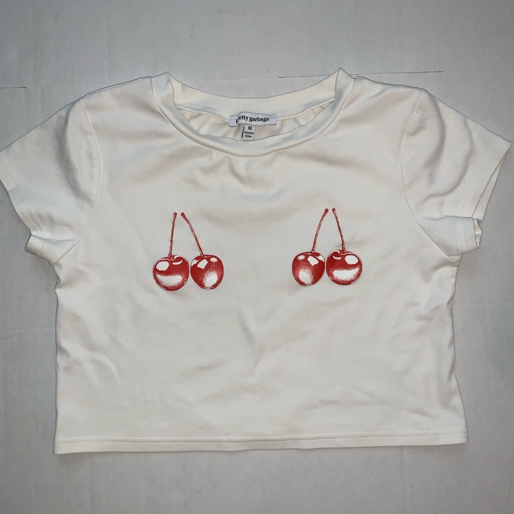 White Cherry Crop Top